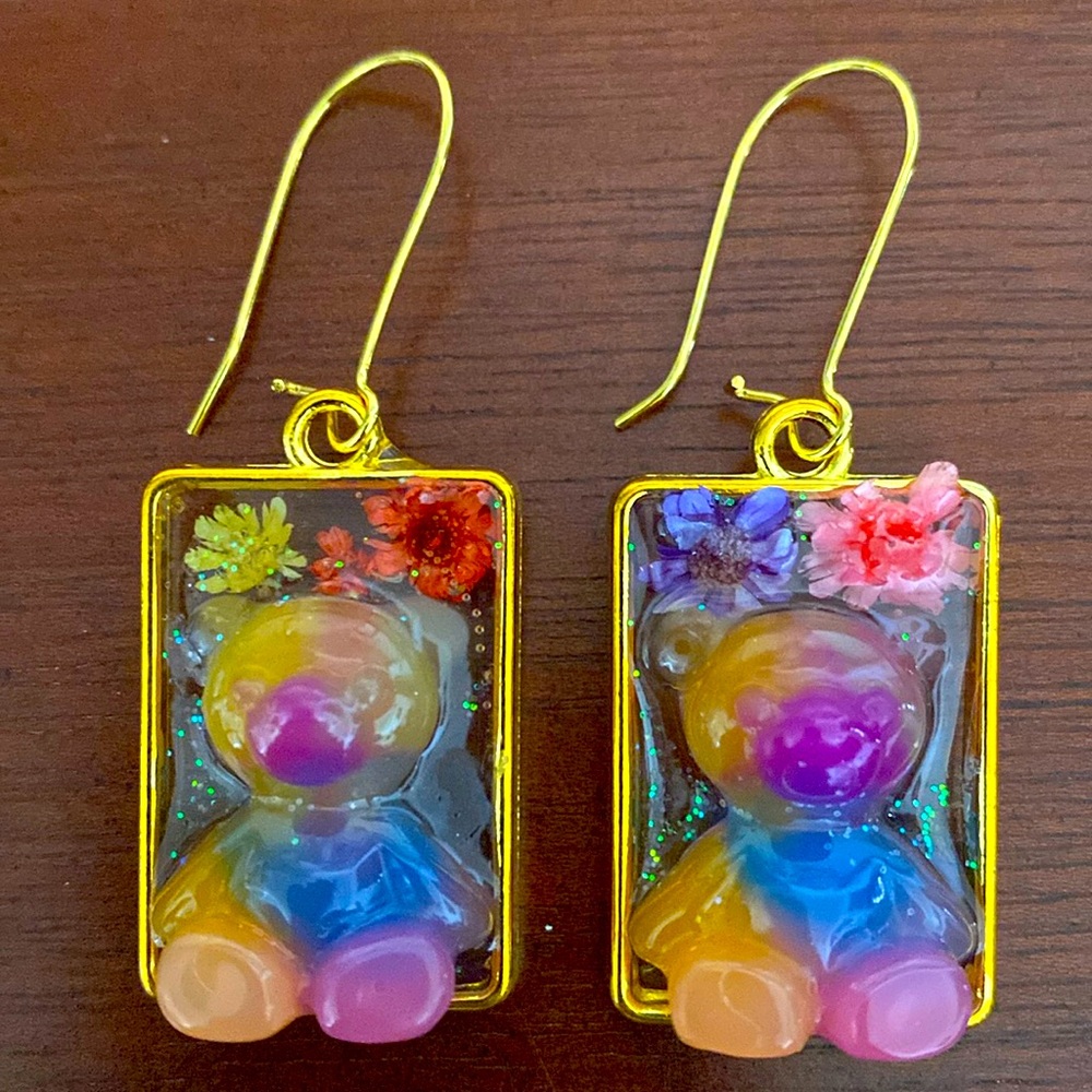 Gummy Bear Gold Hoop Earrings